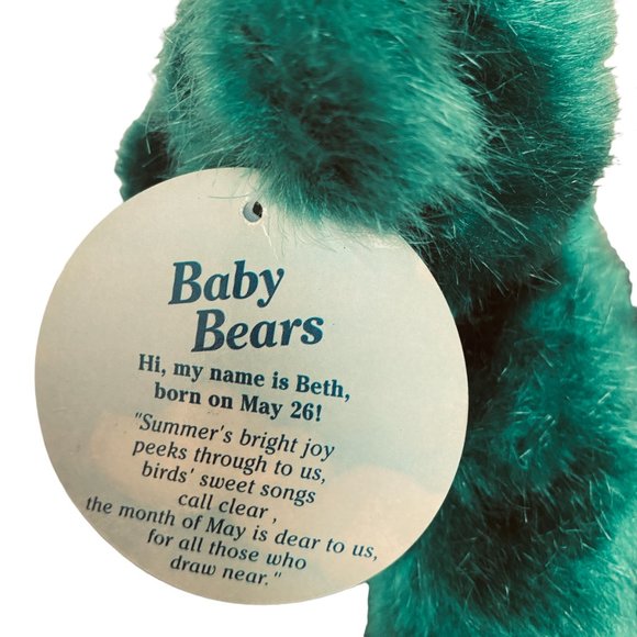 Applause May Birthstone Baby Bear Plush Emerald Green 9" Stuffed Animal - Picture 5 of 15